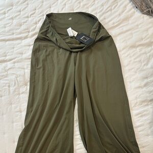 Olive Green Wide-Leg Pants